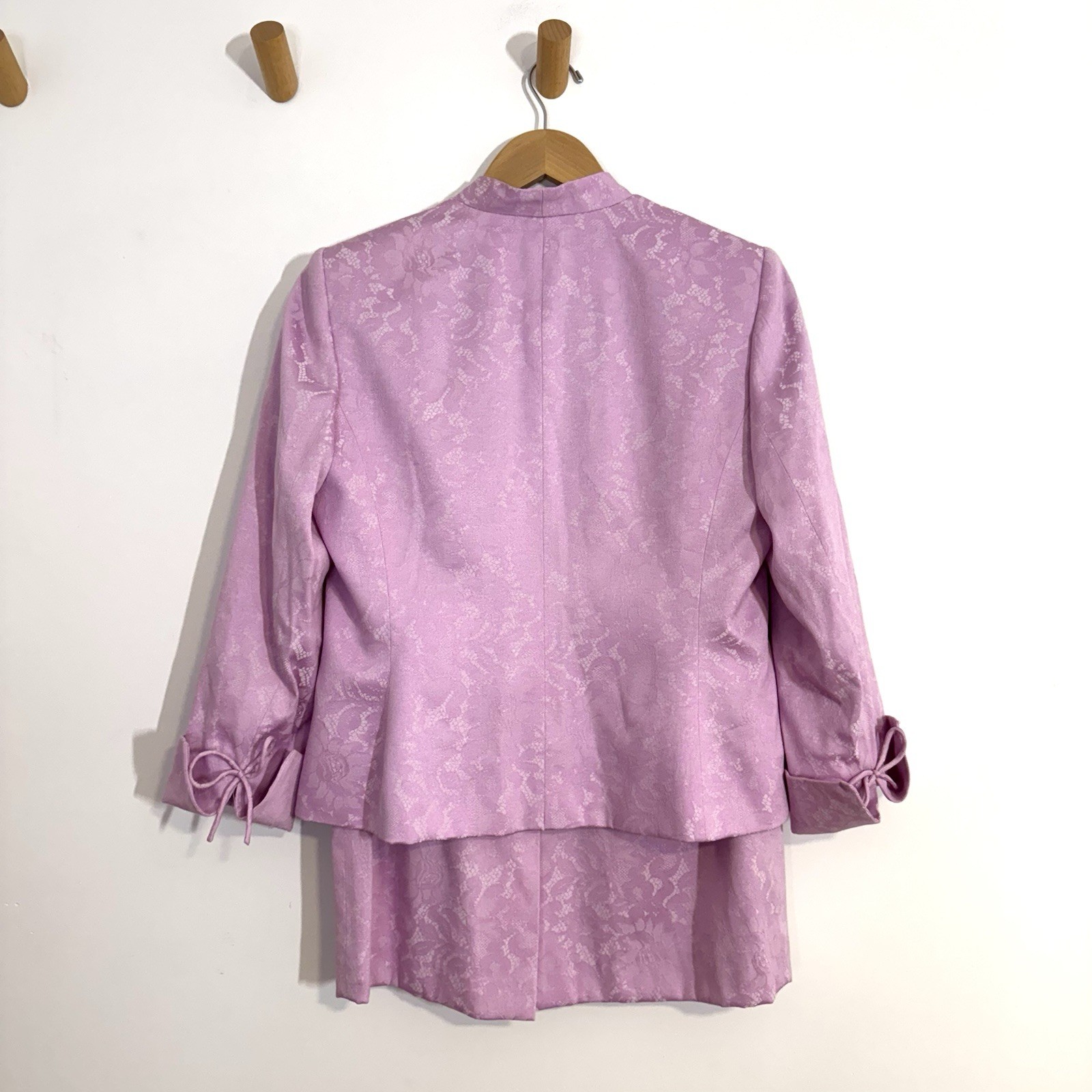 Vintage Le Suit Women's Pink Floral Blazer Pencil Skirt Suit Set 8 Petite Granny