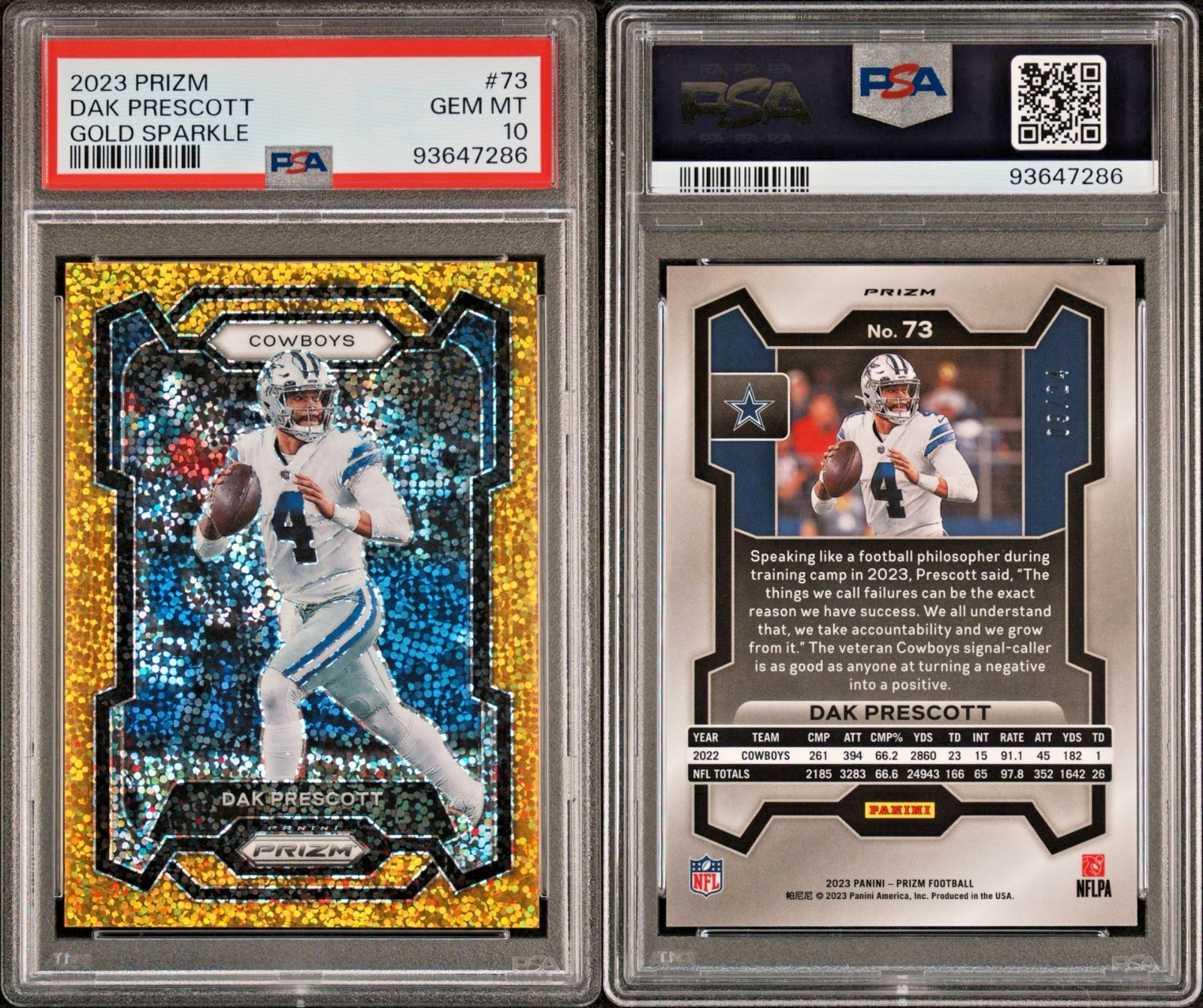 2023 Panini Prizm - Dak Prescott #73 Gold Sparkle Prizm /24 view 6