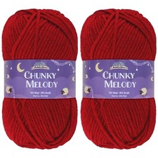 JubileeYarn Chunky Melody Yarn - 100g/Skein Bulky Wool Blend - Ruby Red - 2 S...