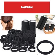 Elastic Hair Bands Black White Ponytail Holders Women's Hair Ties