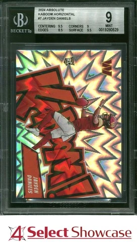 2024 PANINI ABSOLUTE KABOOM HORIZONTAL #7 JAYDEN DANIELS RC COMMANDERS BGS 9