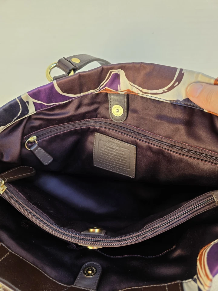 Coach Ashley Signature Scarf Print Satchel Bag With Wallet Sateen F20113 Classic - Image 3 of 4