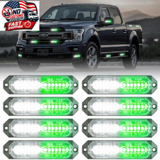 8PCS 12-LED Ultra Slim Emergency Strobe Light Grill Flashing Green White FAST US