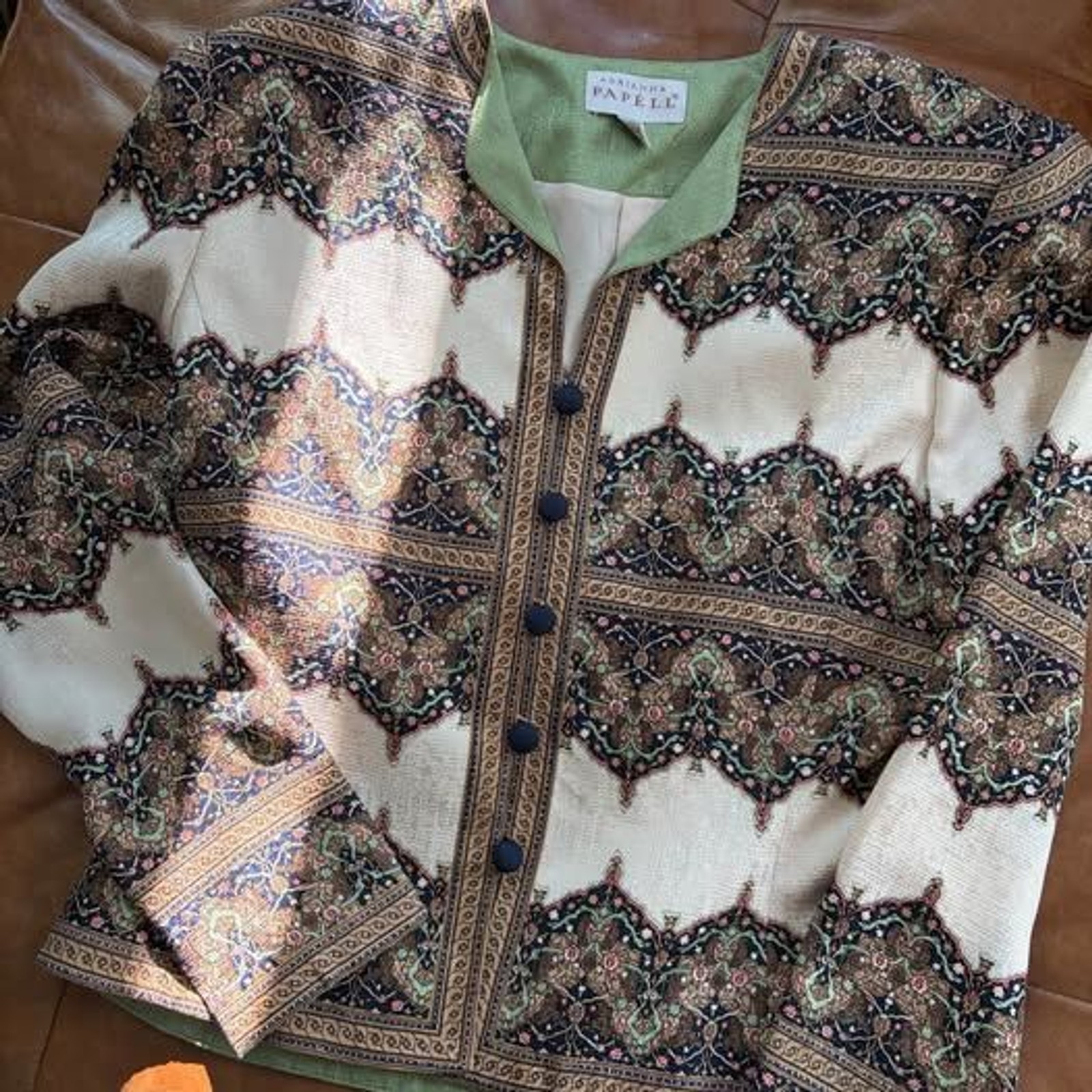 100% silk vintage patterned jacket - image 1