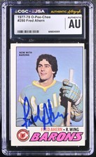Fred Freddy Ahern Signed 1977-78 OPC Card #280 Cleveland Barons CGC AU JSA Auto