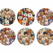 Dog Group Coasters Set of 6 Wooden Drinks Mats Durable Gift Ready
