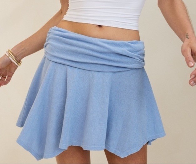 Aerie Light Blue Athletic Skirt Petites P Elastic Waist Short Solid