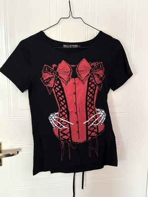 NEW Hell Cat Punks T-Shirt S J-Fashion Goth Emo Harajuku Listen Flavor ACDC RAG