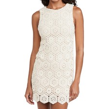 NWT Alice + Olivia Clyde crochet shift dress WOMENS Cream Color Size 10