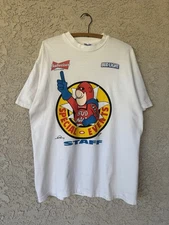 VTG 90s Bud Light Beer Alcohol Bud Man Special Events Staff T-Shirt Budweiser L