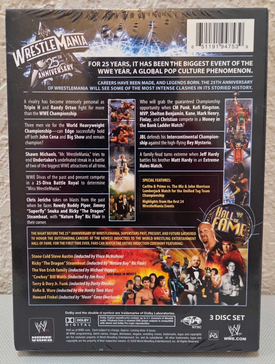 WWE WRESTLEMANIA 25th Anniversary - 3 Disc DVD Boxed Set - New