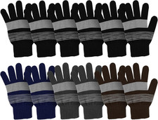 Winter Magic Gloves, 12 Pairs Stretchy Warm Knit Bulk Pack Mens Womens