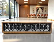 Vintage 1962 Austin Cox ALCOA Aluminum Chess Set MCM Wood Display Case Modernist