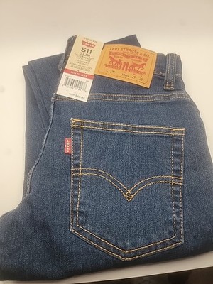 Levis 511 Jeans Slim Boys Medium Wash Size 10 Reg 25x26 Blue Denim NWT 48$msrp