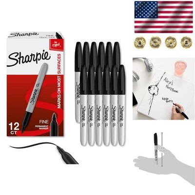 Quick-Drying Fine Tip Permanent Markers - 12 Count, Fade Resistant & Creative