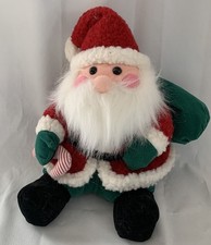 International Silver Co 13" Christmas Sitting Santa Stuffed Plush Vintage Doll
