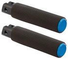 Arlen Ness Knurled Black Aluminum Footpegs w/Blue End Caps 07 950