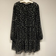 ASOS 18 Tiered Mini Smock Dress Black w/ Metalic Gold Starts 2PC 