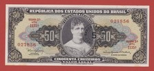 BRAZIL 5  CENTAVOS ON 50 CRUZEIROS ( 1966-67 )  PICK # 184a  UNC LESS.