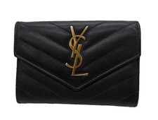 Auth LA96 Saint Laurent Paris Cassandra Card Case YSL Logo from Japan