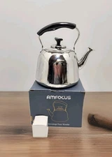 AMFOCUS TEA KETTLE Stovetop Whistling Tea kettle Teapot Stainless Steel 2 Liter