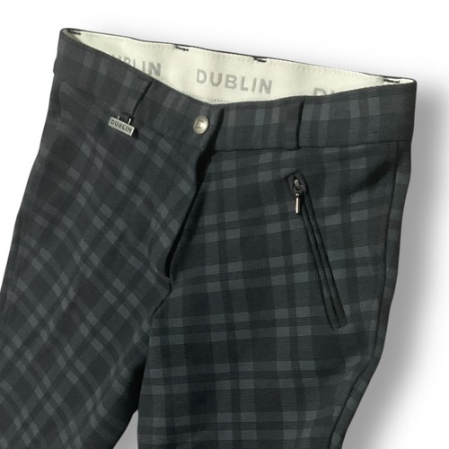 Dublin Plaid Breeches Sz 2 Riding Pants Black Gray Stretch Equestrian - Picture 4 of 11