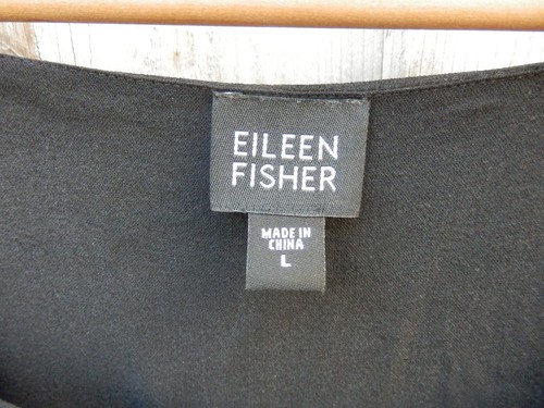 Eileen Fisher Pure Silk Black Dress L Large / 16 - Picture 2 of 4