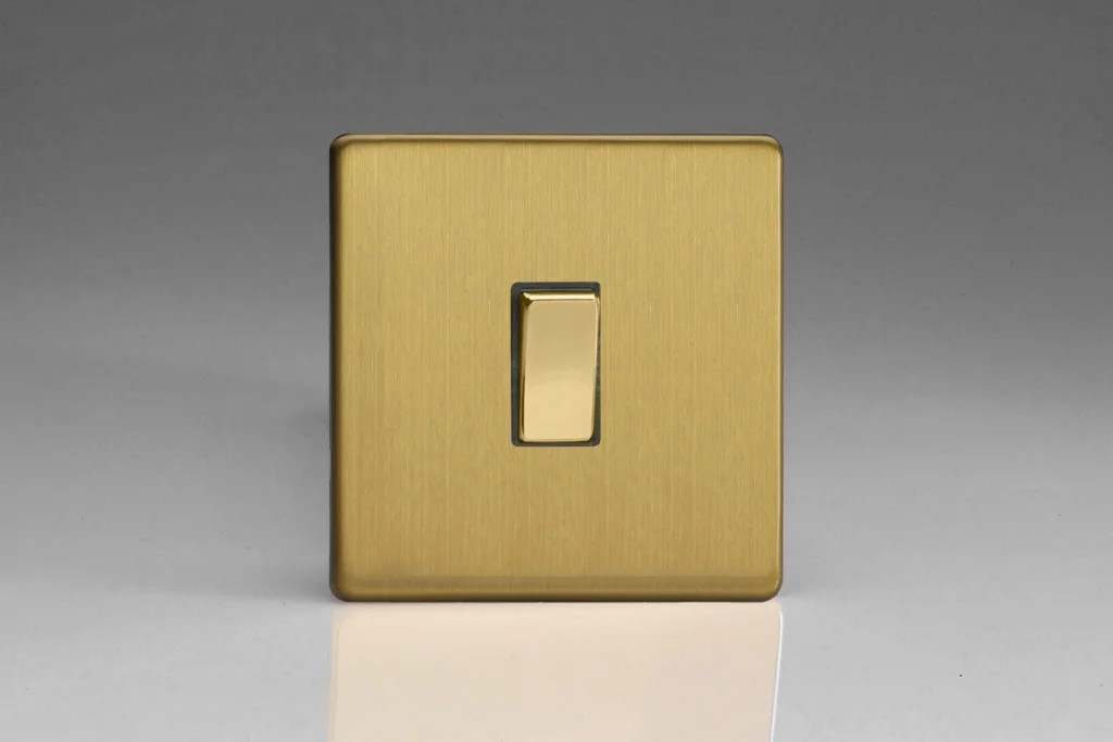 Switch Brass 20A Screwless Brushed Varilight XDB20DS