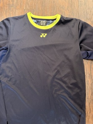YONEX Tennis Performance T-Shirt Men's MEDIUM Blue Yellow Neon Quick Dry