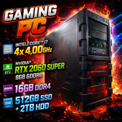 Gamer Gaming PC - i7 4x 4,00GHz - NVIDIA RTX 2060 super - 16GB DDR4