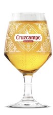 1x Cruzcampo Chalice Beer Glass Goblet One Pint 20oz Nucleated New 2025 CE M25