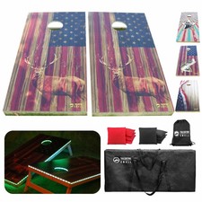 LED Cornhole Board Set 4FTx2FT Solid Wood Regulation Size Cornhole Set with L...