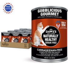 13 Ounce Pack of 12 Daves Food Grain Free Canned Pate Gobblicious Gourmet Added 7.18 per gallon