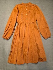 SHEIN Dress Womens Sz XS Orange Long Sleeve Belted Pleated Casual Everydaywear