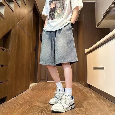 Edgy Skate Shorts Y2K Gothic Denim Jorts For Men – Baggy