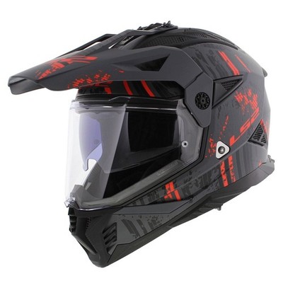 LS2 MX702 Pioneer II adventure helmet Crazy matt gray black red