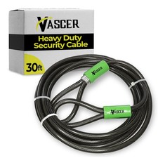 Heavy Duty Security Cable with Loops 30 Feet 3/8" Bike Cable Lock Cut Resist...