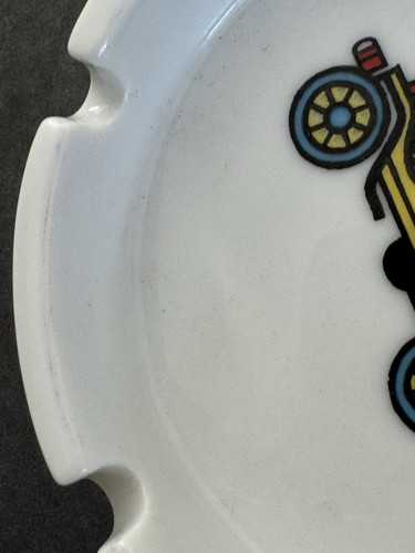 Vintage White Porcelain Ashtray Japan Antique Car Round 3 Slot Coin Trinket Dish - Picture 7 of 13
