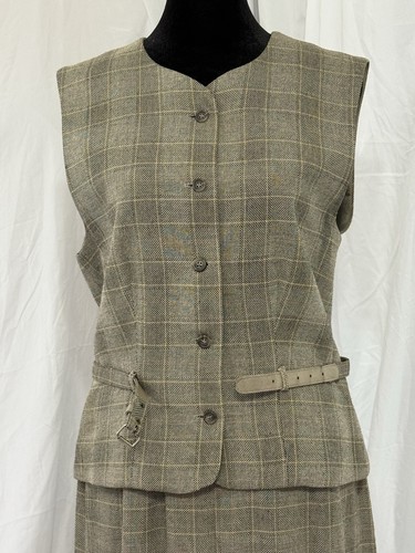 VINTAGE DAVID BROOKS Plaid Suit Women’s Size 6 Tan Glen Plaid Vest & Skirt Set - Picture 7 of 19