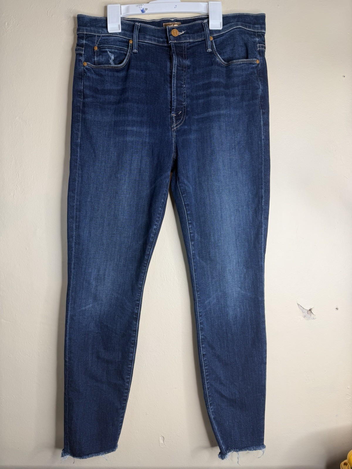 Mother Women’s 32 The Stunner Ankle Fray In Teaming Up Blue Jeans Pants