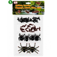 Creepy Crawly Pk 5 Fake Bugs  Insects Prank Novelty Life Like Plastic Toy Trick