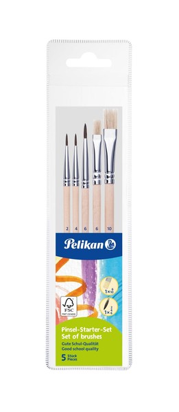 Pelikan Pinsel-Set 5 StüCk Haar- Und Borstenpinsel Schule Malen GrößE 2-10-image