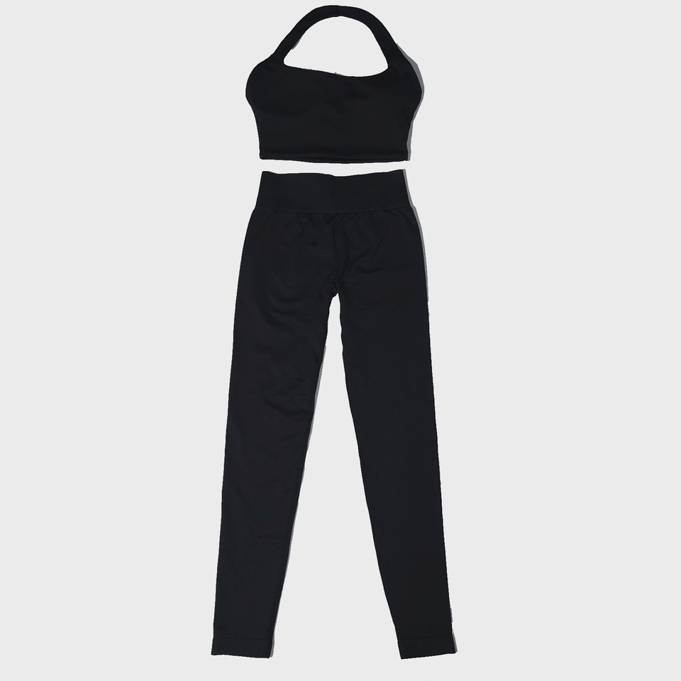 Velocity Activewear Black Set - Form Halter Bra & High-Rise Leggings - Size S