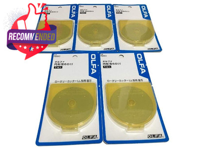 OLFA 60mm Tungsten Tool Steel Rotary Blades,Set of 5 [Japan 60 millimeters
