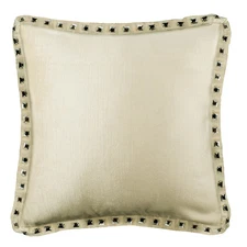 Ecru Decorative Throw Pillow Cover, 16"x16" velvet Cushion - Ecru Crystal Palace