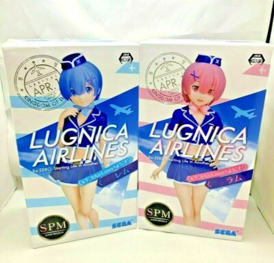 Re Zero Rem Ram Super Premium Figure set Welcome to Lugnica AirLines SEGA SPM
