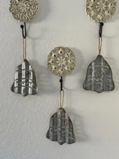 (5) Boston International Silver Bell Ornament  Farmhouse Style - NEW!