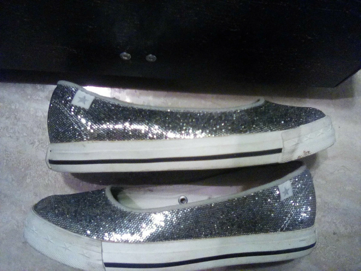 Converse One Star Silver Glitter Skimmer Slip On Sneakers Women s Sz 5.5
