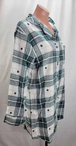 Primark Womens Green Plaid Star Button Down Night Sleep Shirt Size Small NWT - Picture 6 of 12