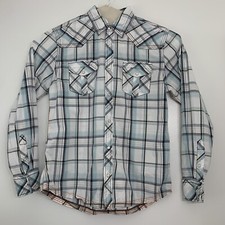 BKE Buckle Pearl Snap Shirt Mens Large Plaid Athletic Fit Western 100 Cotton